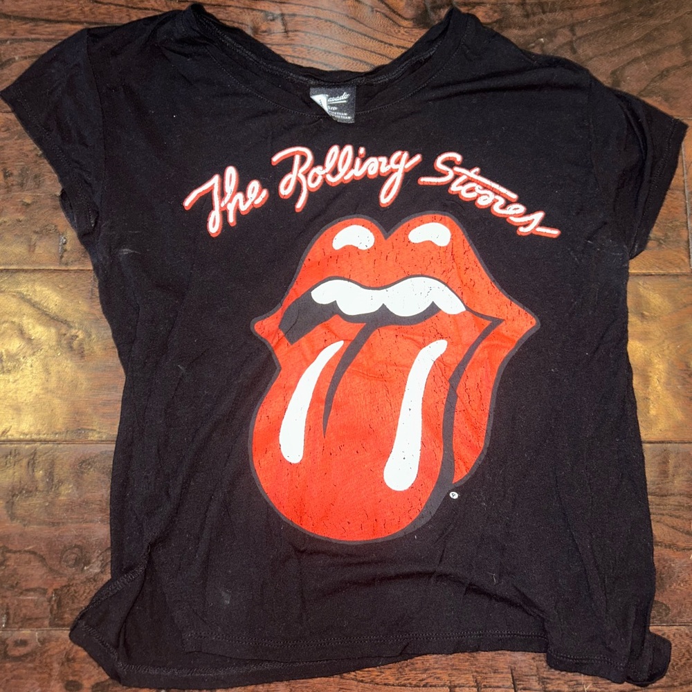Bravado Black and Red Rolling Stones Crop Top